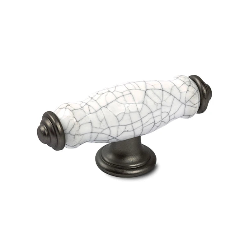 C14 Knob White Crackled Finish And Pewter