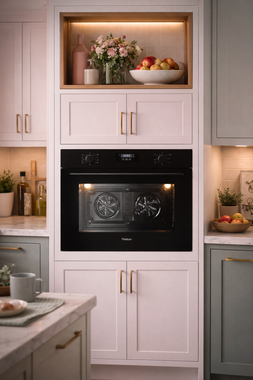 Platinum AUPL-M919BK 900mm 9 function electric oven installed in a kitchen