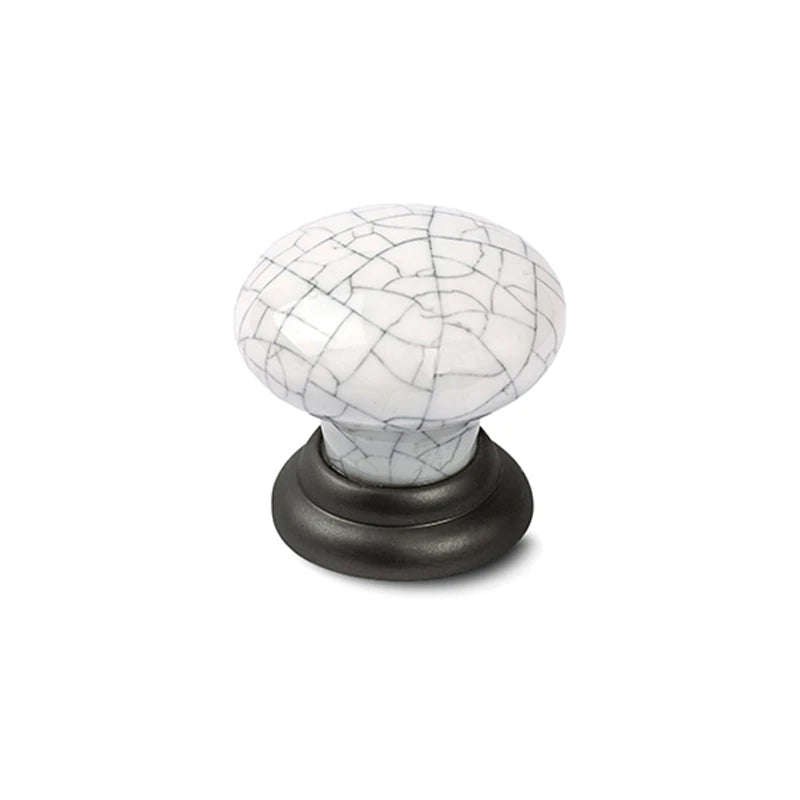 C10 Knob White Crackled Finish And Pewter