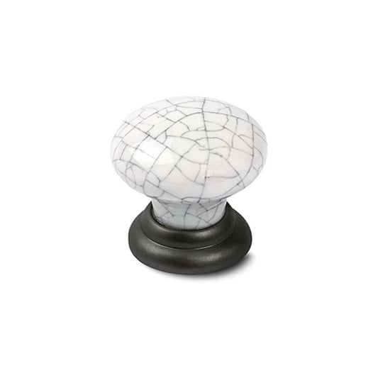 C10 Knob White Crackled Finish And Pewter