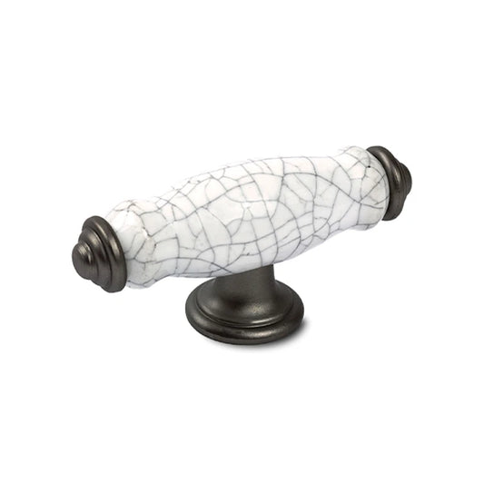 C14 Knob White Crackled Finish And Pewter