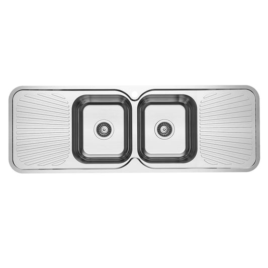 Double bowl double drainer stainless steel sink