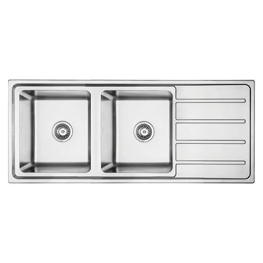 Everglades double main bowls and drainer stainless steel sink