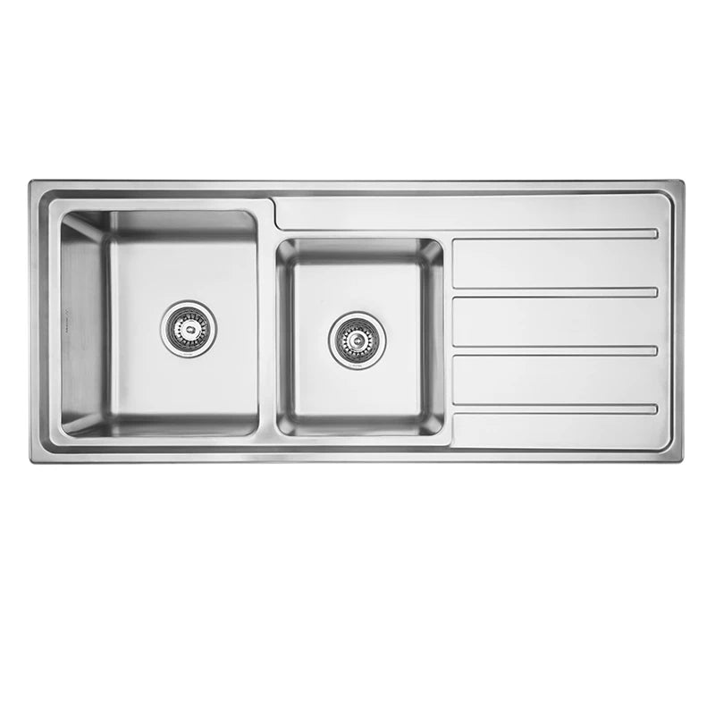 Everglades main bowl and three-quarter bowl stainless steel sink with left-hand drainer