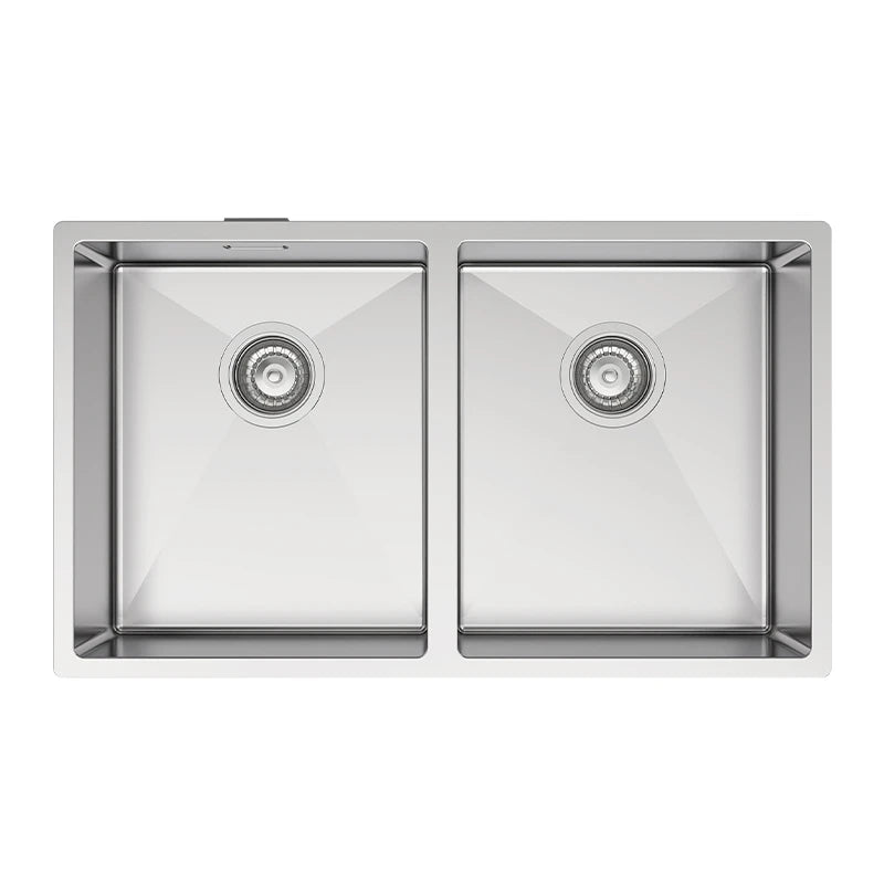 Hand fabricated double medium bowl stainless steel sink dimensions