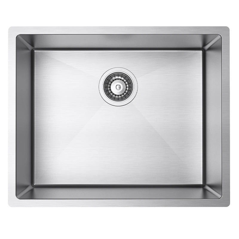 Hand fabricated maxi bowl stainless steel sink top view
