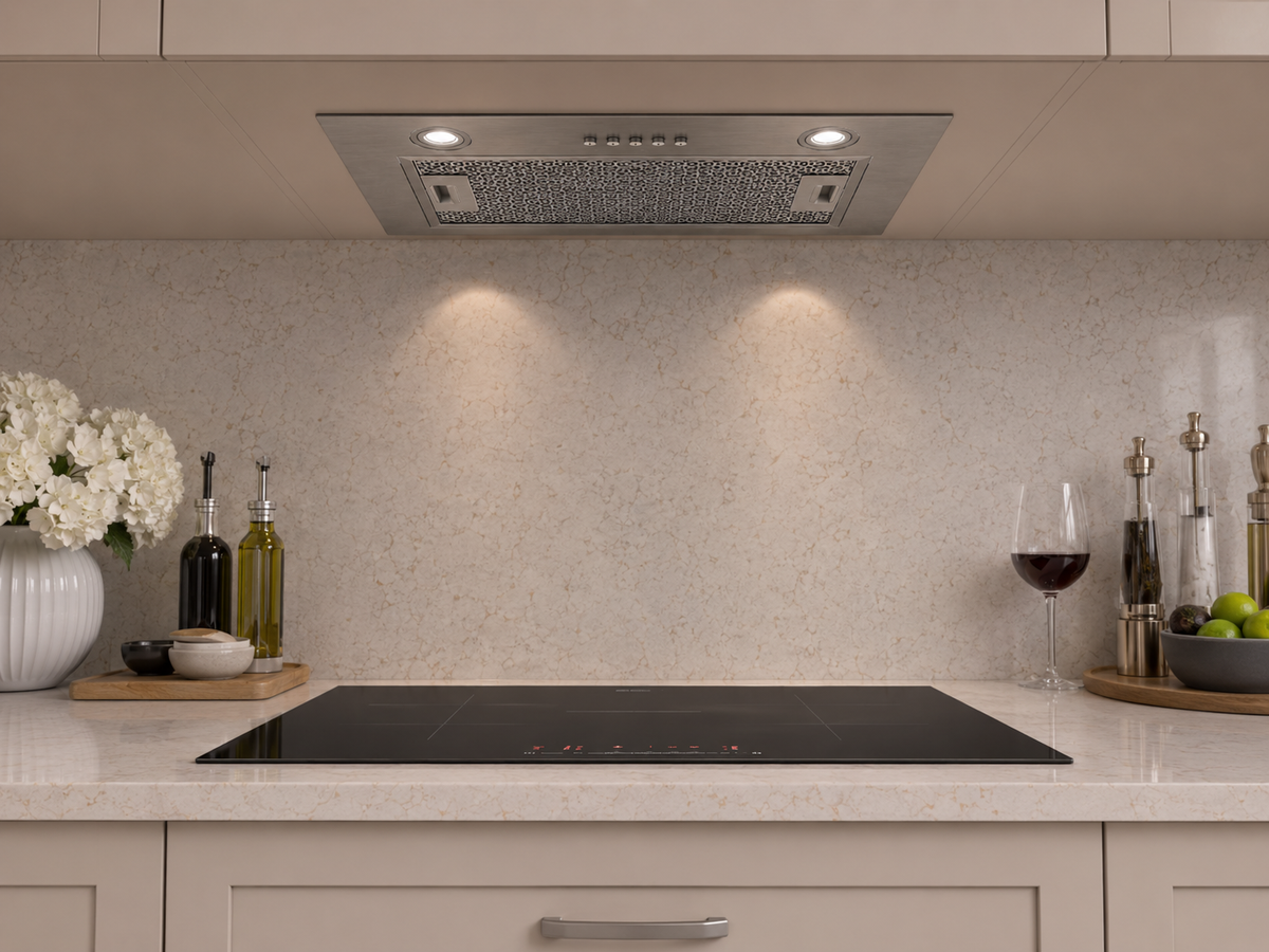 InAlto 52cm Stainless Steel Undermount Rangehood installed in a kitchen