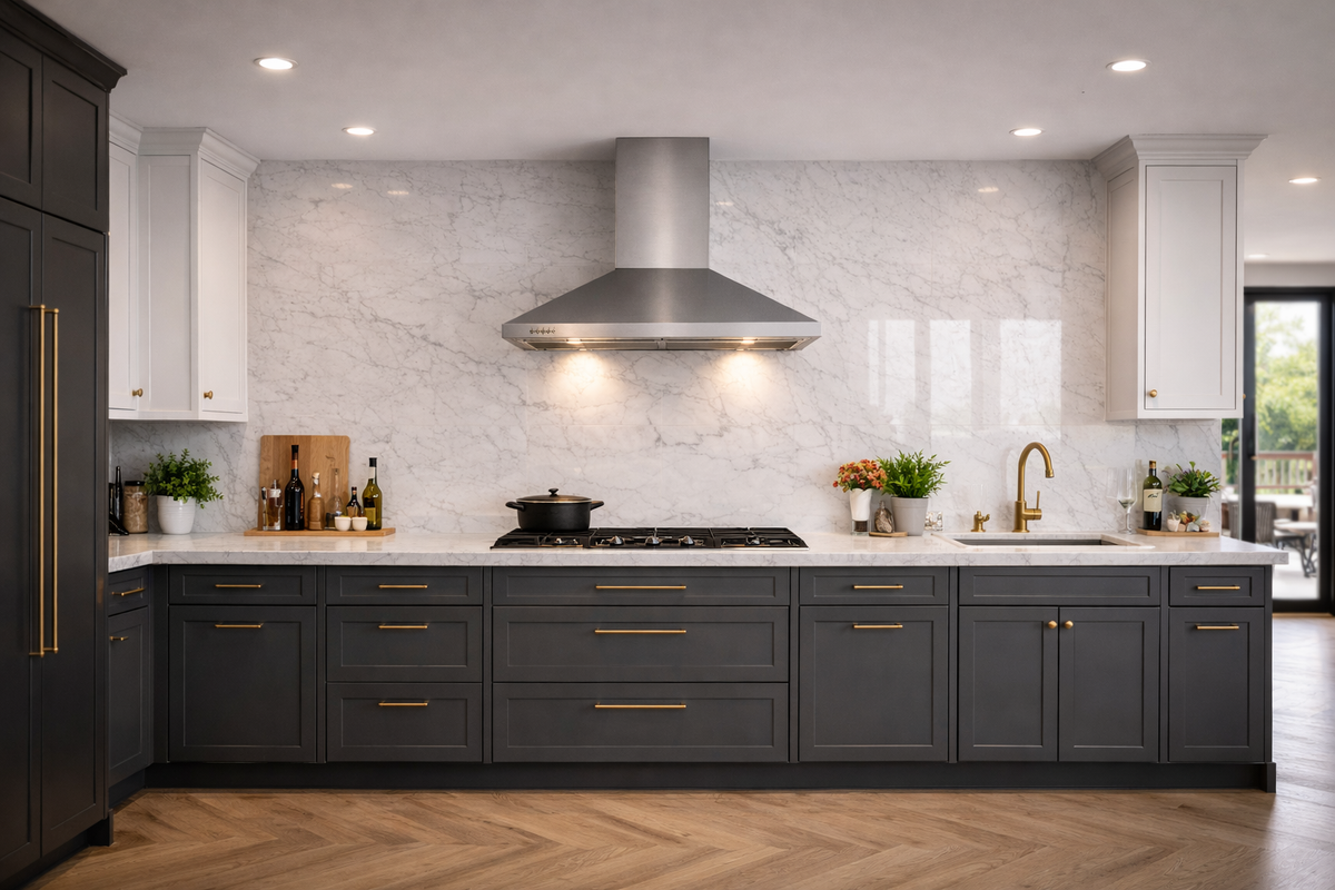 InAlto Premium 90cm Stainless Steel Canopy Rangehood installed in a kitchen
