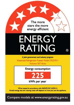 Kleenmaid CRZ27011 manufacturer energy and water rating label
