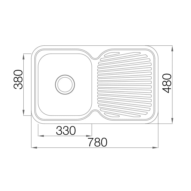 Main bowl stainless steel sink with drainer no tap hole