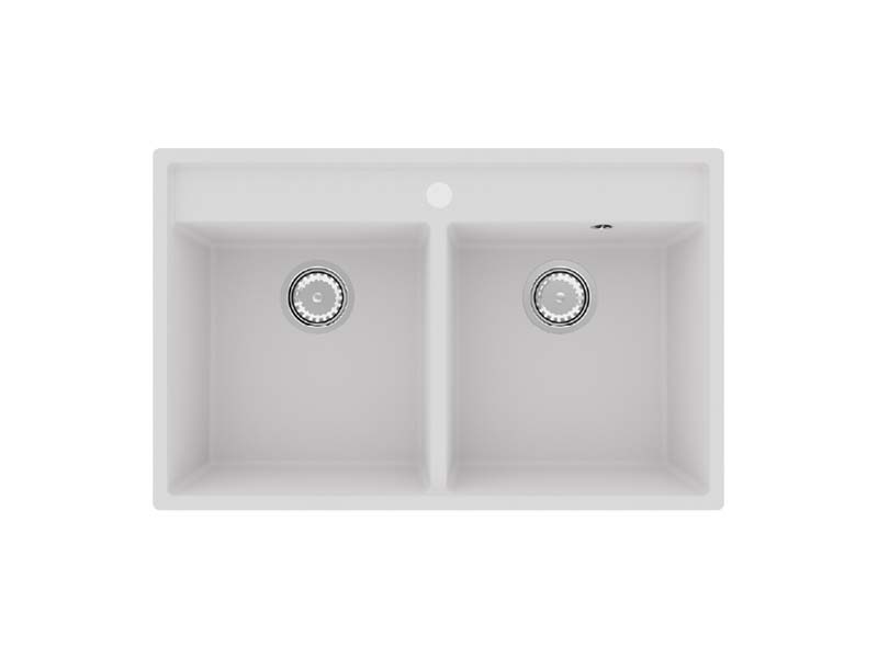 PLATINUM QUARTZ ARCTIC WHITE 790 DOUBLE BOWL 1TH