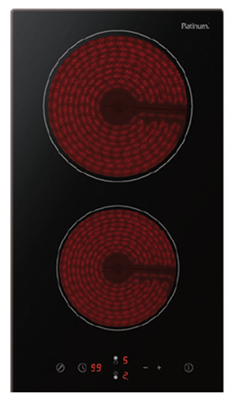 Platinum AUPL-CT32 300mm 2 zone black glass ceramic cooktop product view