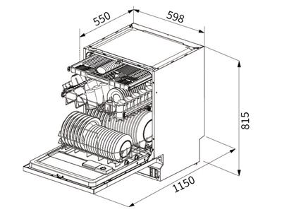 Platinum AUPL-DW14BI integrated dishwasher dimensions diagram
