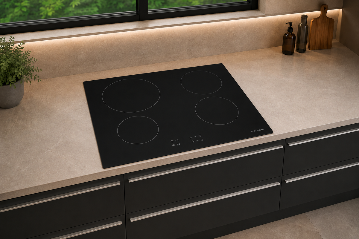 Platinum AUPL-IT62B 600mm 4 zone induction cooktop installed in a kitchen