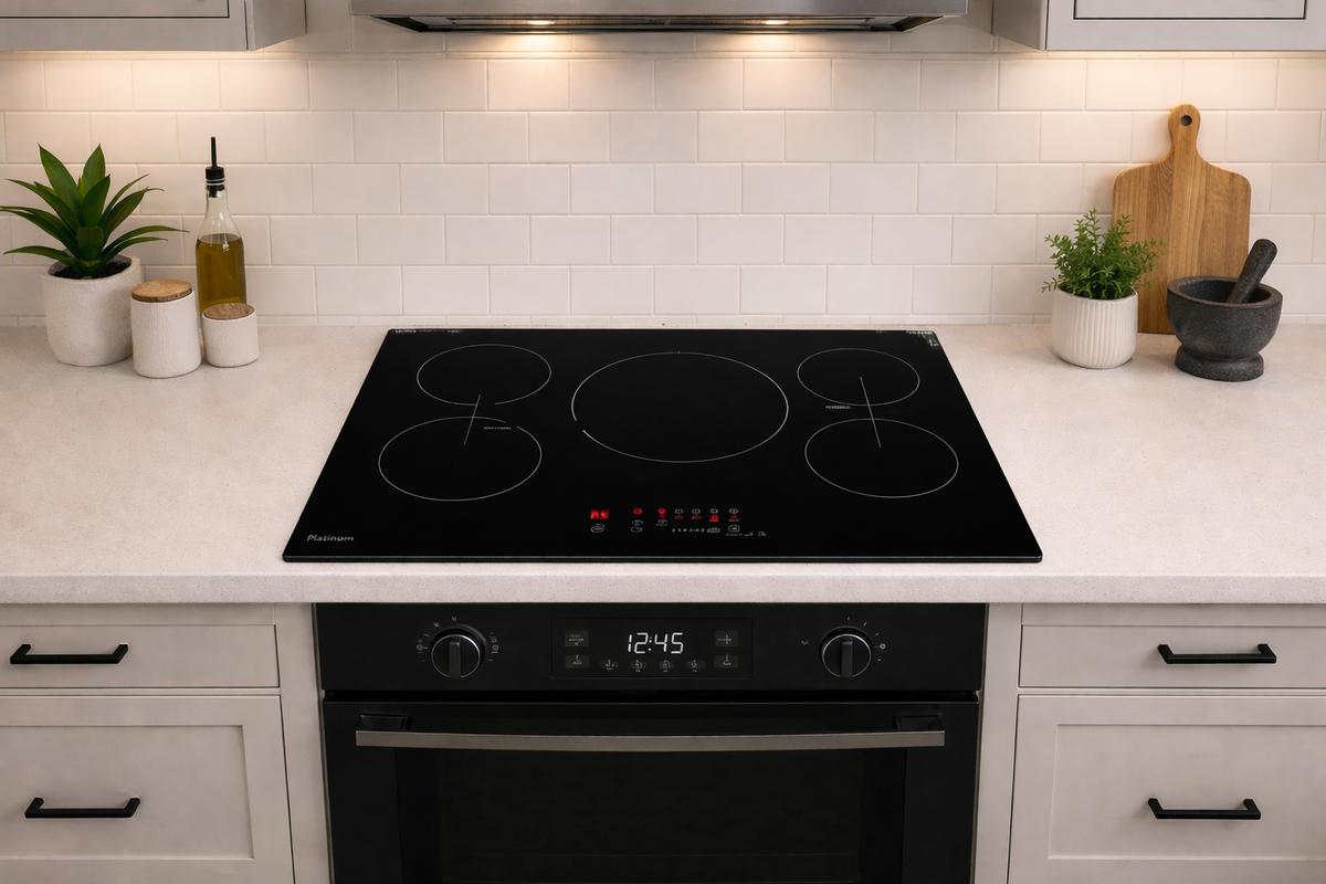 Platinum AUPL-IT90B 900mm 5 zone induction cooktop installed in a kitchen