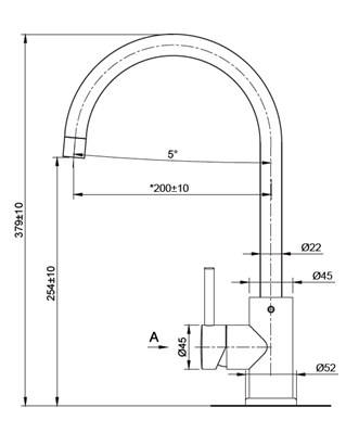 Platinum gooseneck mixer technical dimensions