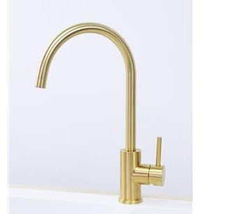 Platinum gooseneck mixer in gold stainless finish