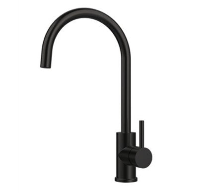 Platinum gooseneck mixer in matte black PVD finish