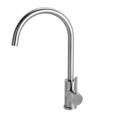 Platinum gooseneck mixer in satin stainless steel finish