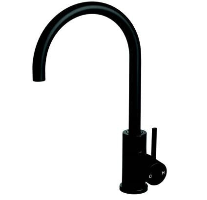 Platinum gooseneck sink mixer in black finish