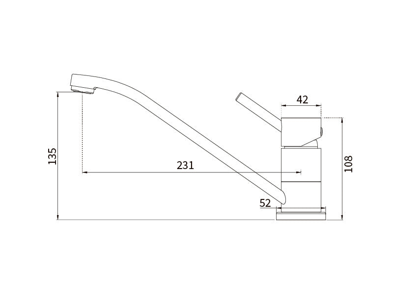 Platinum pin handle sink mixer technical dimensions