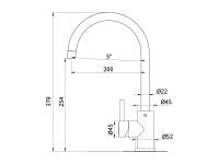Platinum pull-out gooseneck sink mixer technical dimensions
